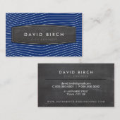 Einfach maskulines Kalkboard Abzeichen fett blauer Visitenkarte (Vorne/Hinten)