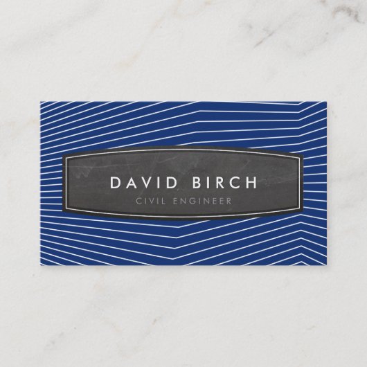 Einfach maskulines Kalkboard Abzeichen fett blauer Visitenkarte (Vorderseite)