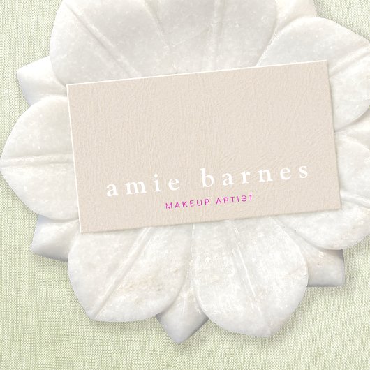 Einfach mattes rosa Texturleder Aussehen Feminin Visitenkarte