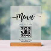 Einfach Mattierter Minimalistischer Menüskript QR- Acrylschild (Neutral)