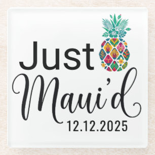 Einfach Maui   Hawaii-Hochzeitspaar Glasuntersetzer