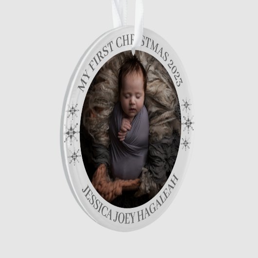 Einfach mein erstes Personalisiertes Baby Foto Ornament (Vorderseite)