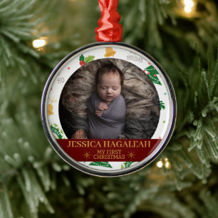 Einfach mein erstes Personalisiertes Baby Foto Ornament Aus Metall