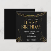 Einfach mein Geburtstag | Gold zum Schwarzen Gebur Einladung (Vorne/Hinten)