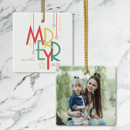 Einfach Merry Foto Rot Gelb Keramikornament