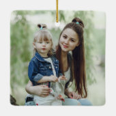 Einfach Merry Foto Rot Gelb Keramikornament (Rückseite)