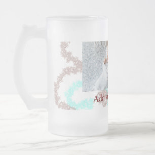 einfach minimal FÜGEN SIE IHR FOTO TEXT blau glitz Mattglas Bierglas