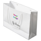 EINFACH MINIMAL FÜGEN SIE IHR LOGO CUSTOM-TEXT HIE GROßE GESCHENKTÜTE (Vorderseite Schrägansicht)