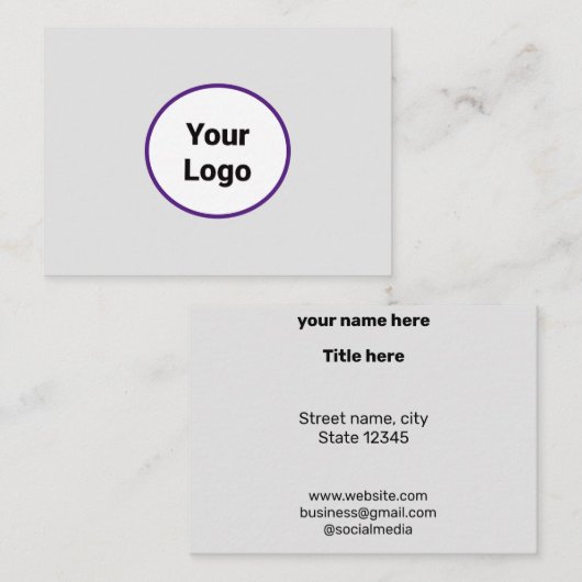 EINFACH MINIMAL FÜGEN SIE IHREN LOGO CUSTOM TEXT H TELEFONNUMMERKARTE (Vorne/Hinten)