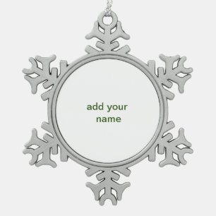 Einfach minimal grün füge deinen Text Namen Foto h Schneeflocken Zinn-Ornament