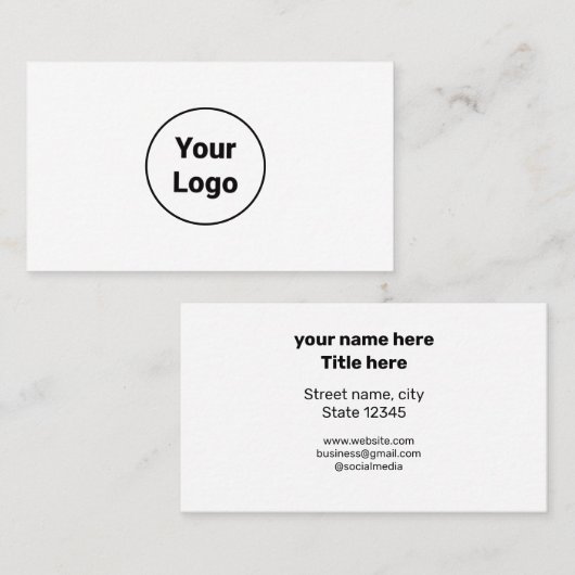 EINFACH MINIMAL IHREN LOGO CUSTOM TEXT HIER HINZUF VISITENKARTE (Vorne/Hinten)