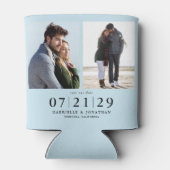 Einfach Minimal Light Blue 2 Foto Save the Date Dosenkühler (Rückseite)