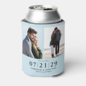 Einfach Minimal Light Blue 2 Foto Save the Date Dosenkühler (Kanne Rückseite)