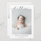 Einfach Minimal Modernes Foto Elegante Geburt Ankündigung (Vorne/Hinten)