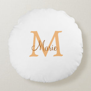 einfach minimal Name Monogramm orange braun thr Rundes Kissen