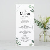 Einfach Minimal Rustikal Eukalyptus Grüne Abendess Menükarte (Stehend Vorderseite)