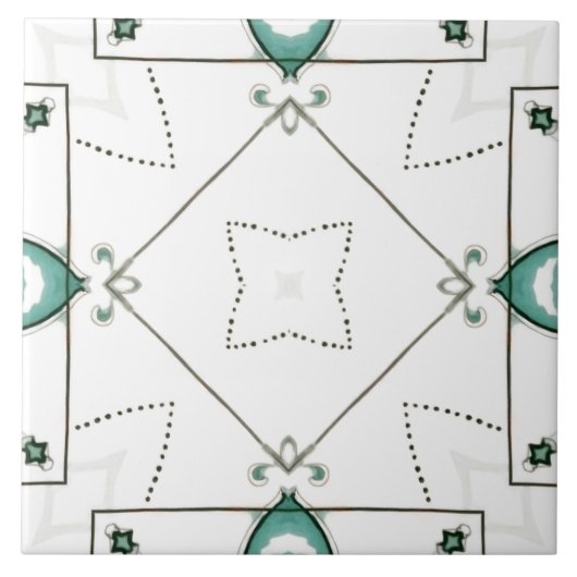 Einfach, minimal, weiß und grün, Mosaik, Fliese (Vorderseite)