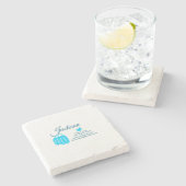 Einfach minimale Hinzufügen Sie Ihren Namen Text P Steinuntersetzer (Seitenansicht)