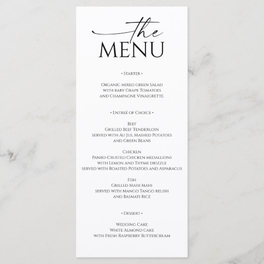 Einfach minimale Hochzeit Menükarte (Vorderseite)