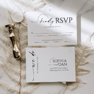 Einfach minimale Hochzeit RSVP Postkarte