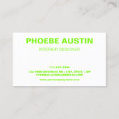 Einfach minimaler Beruflicher Fluo Green Limon Visitenkarte (Rückseite)