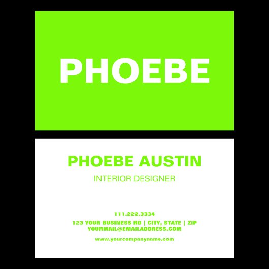Einfach minimaler Beruflicher Fluo Green Limon Visitenkarte