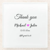 Einfach minimaler Dank Pärchen Herzchen Glitzer ne Glasuntersetzer (Vorderseite)