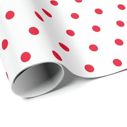 Einfach minimaler Polka Dot weiß und rot Geschenkpapier (Rolleneckpunkt)