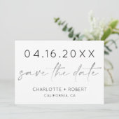 Einfach-minimaler Silber-Script-Schriftart Save th The Date (Stehend Vorderseite)