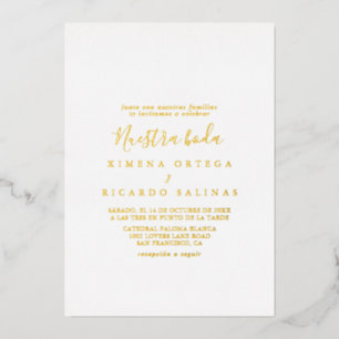 Einfach minimalist Nuestra Boda Hochzeit Folieneinladung