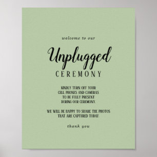 Einfach minimalist Sage Unplugged Zeremonie Poster