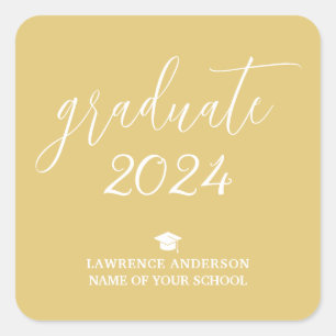 Einfach Minimalistisch 2024 Graduate Abschluss Gol Quadratischer Aufkleber
