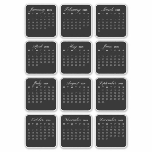 Einfach Minimalistisch 2025 Kalendermonat Aufkleber (Vorderseite)