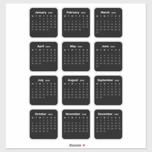 Einfach Minimalistisch 2025 Kalendermonat Aufkleber (Blatt)