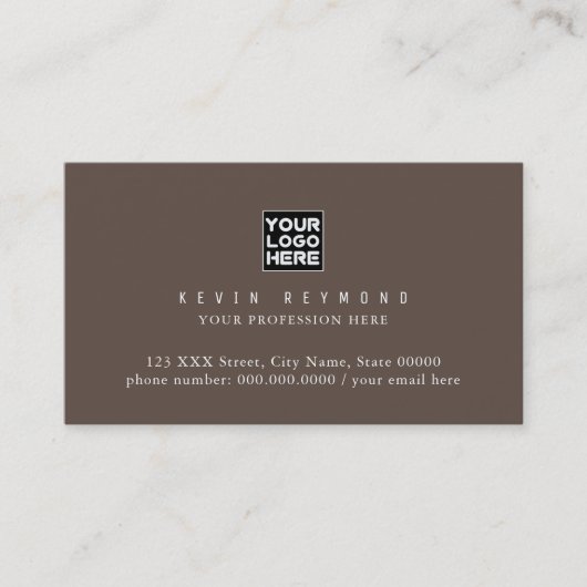 Einfach Minimalistisch Basic Brownish Beruflich Visitenkarte (Vorderseite)