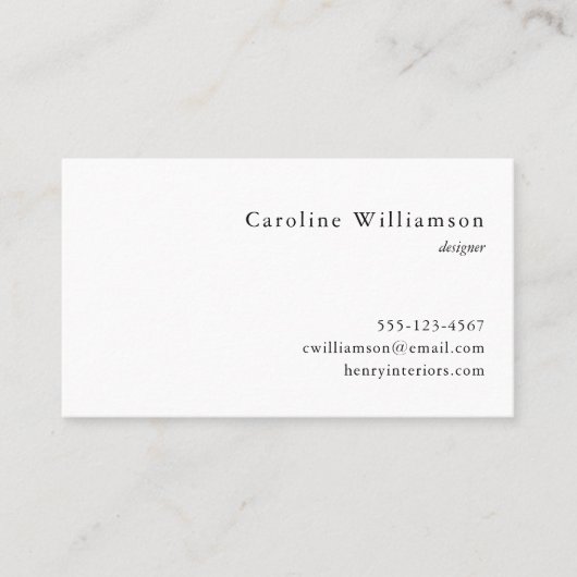 Einfach Minimalistisch Basic Schwarz-weiß Beruflic Visitenkarte (Vorderseite)