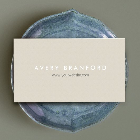 Einfach minimalistisch Beige Modernes Elegantes Visitenkarte