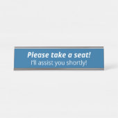 Einfach, Minimalistisch "Bitte nehmen Sie Platz!" Schreibtischnamensplakette (Vorderseite )