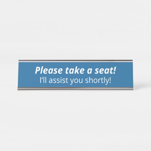 Einfach, Minimalistisch "Bitte nehmen Sie Platz!" Schreibtischnamensplakette (Vorderseite )