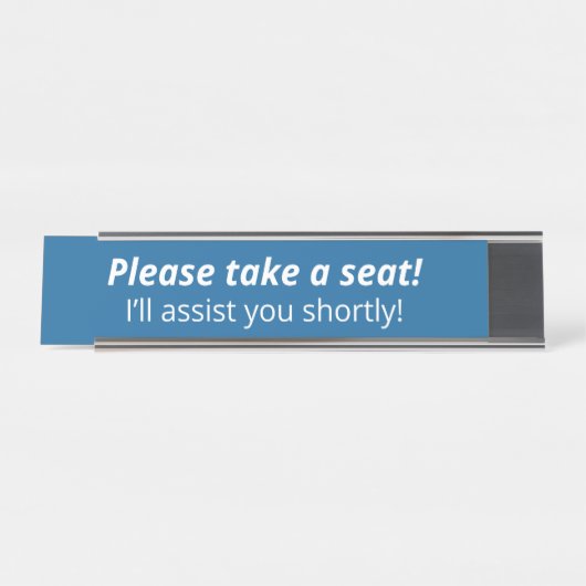 Einfach, Minimalistisch "Bitte nehmen Sie Platz!" Schreibtischnamensplakette (Vorderseite )