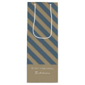 Einfach Minimalistisch Blau und Beige Frohe Weihna Geschenktüte Für Weinflaschen (Vorderseite)