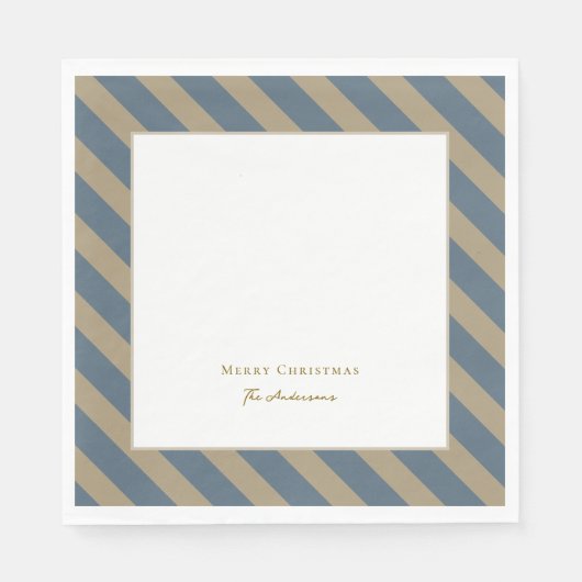 Einfach Minimalistisch Blau und Beige Frohe Weihna Serviette (Vorderseite)