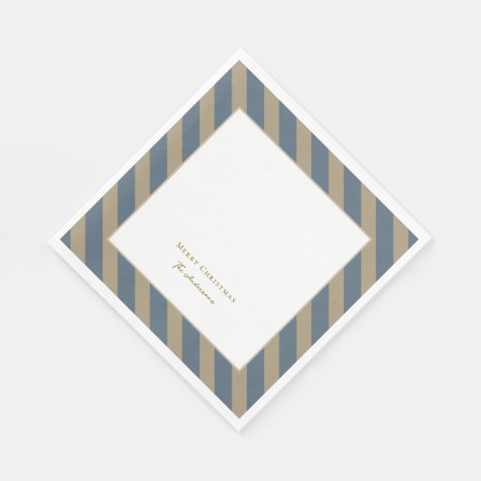 Einfach Minimalistisch Blau und Beige Frohe Weihna Serviette (Ecke)