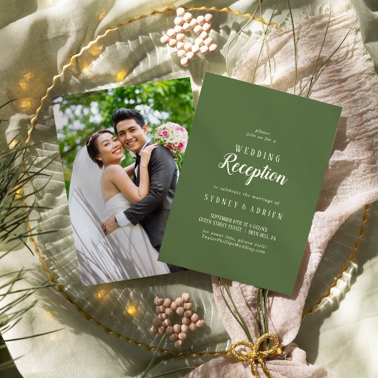 Einfach Minimalistisch|Dark Sage Foto Empfang Einladung