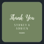 Einfach Minimalistisch|Dark Sage Wedding Thankyou Quadratischer Aufkleber<br><div class="desc">Dieses schlichte minimalistische|dunkle Salbei Dankeschön für einen quadratischen Aufkleber ist perfekt für einen eleganten Empfang. Das klassische Design besticht durch eine rustikale dunkle Weise und Elfenbeintypografie mit einem minimalistisch-modernen Look. QSD115</div>