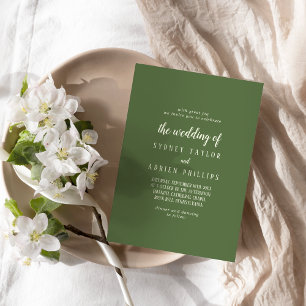 Einfach Minimalistisch Dunkle Salbei-Hochzeit Einladung