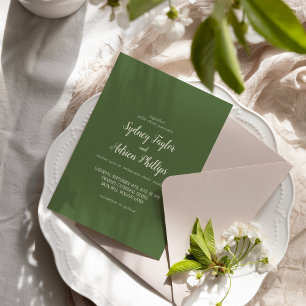 Einfach Minimalistisch Dunkle Salbei-Hochzeit im C Einladung