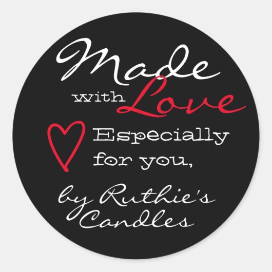 Einfach Minimalistisch gemacht mit Liebe Herzschwa Runder Aufkleber (Vorderseite)