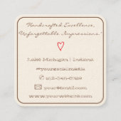 Einfach Minimalistisch gemacht mit Liebe Rotes Her Quadratische Visitenkarte (Rückseite)