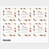 Einfach Minimalistisch gestrippter froher Weihnach Quadratischer Aufkleber (Blatt)